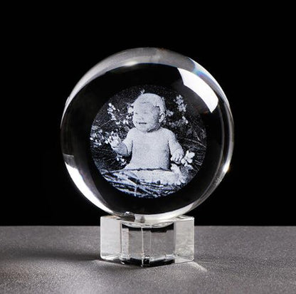 Glass Photo Ball Personalized Crystal Sphere Lase Engraving Home Decor Gym From House Crystal base 60mm