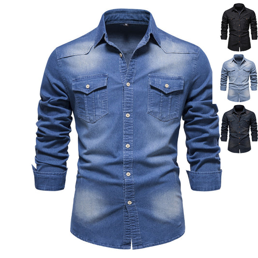 Men's Long-sleeved Denim Shirt Casual Clothing