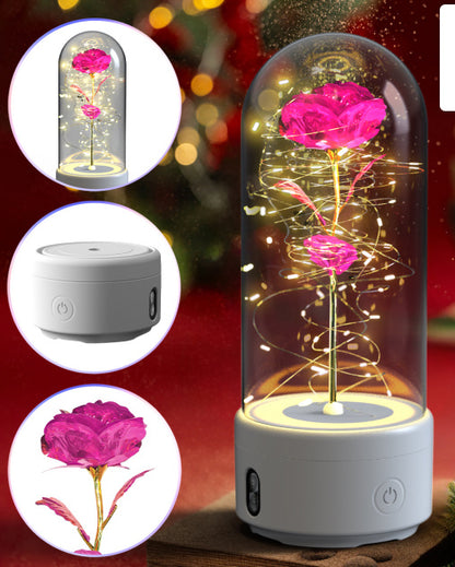 Creative 2 In 1 Rose Flowers LED Light And Bluetooth Speaker