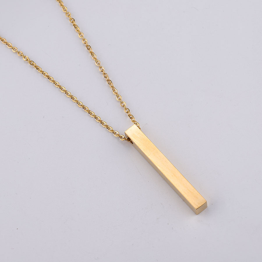 3D Engraved Bar Necklace Jewelry dealsniper-net Gold 1side