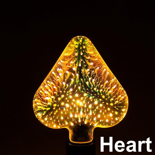 LED Light Bulb 3D Decoration Bulb Firework Lights Novelty Lamp Home Decor Gym From House Heart