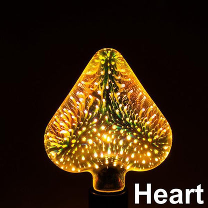 LED Light Bulb 3D Decoration Bulb Firework Lights Novelty Lamp Home Decor Gym From House Heart