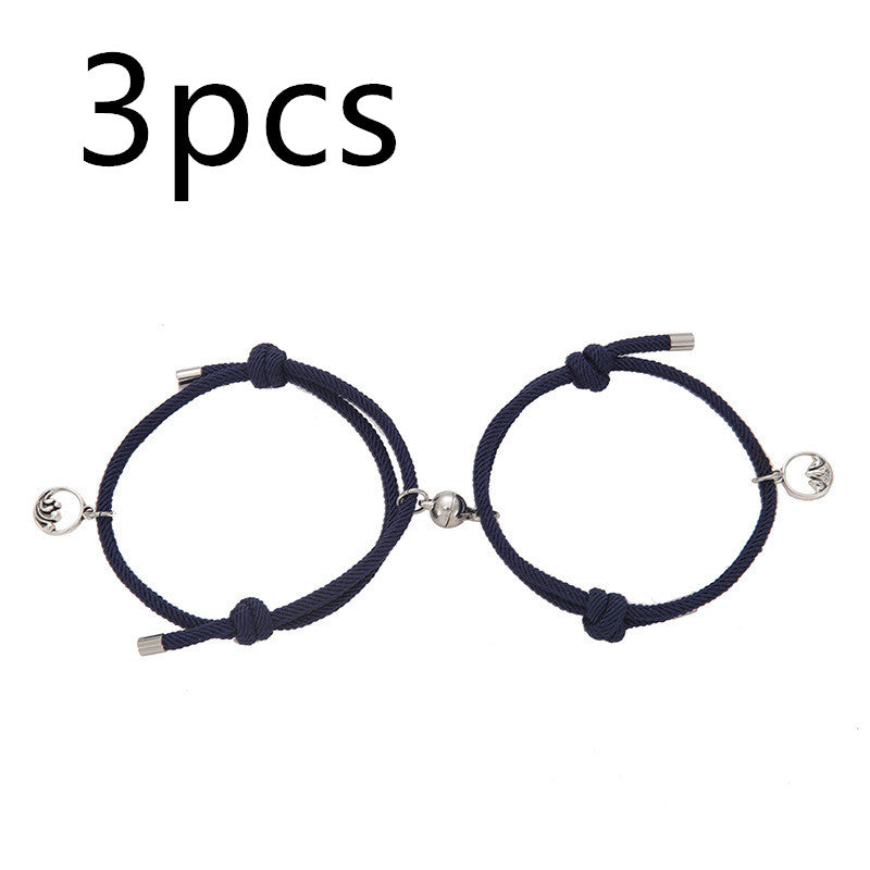 Alloy Eachother Couple Bracelet Jewelry dealsniper-net Dark Blue 3pcs