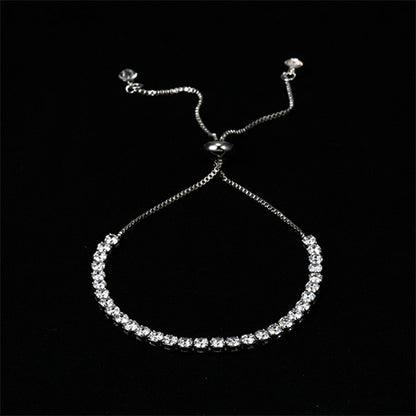 Rinhoo Charm Solid Silver Color Crystal Rhinestone Bangle Bracelets Jewelry dealsniper-net Silver