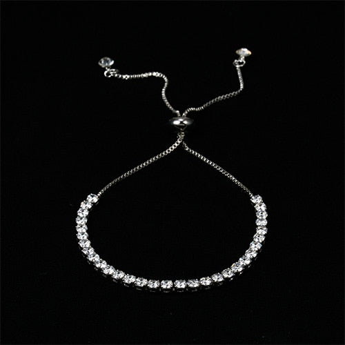 Rinhoo Charm Solid Silver Color Crystal Rhinestone Bangle Bracelets Jewelry dealsniper-net Silver