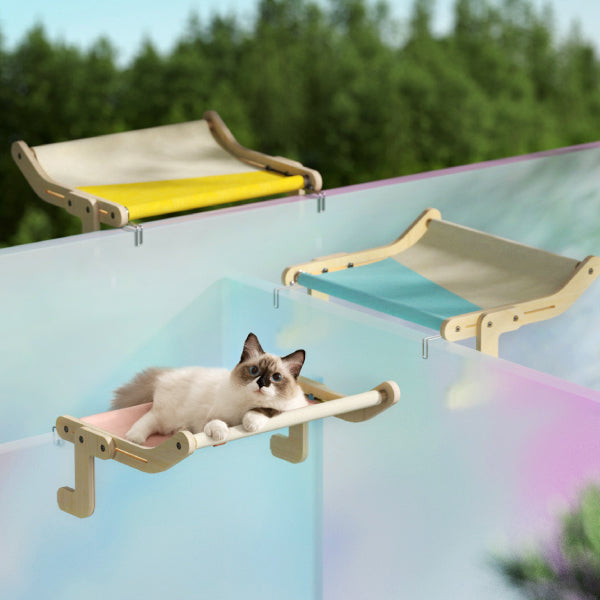 Mewoofun Pet Cat Window Perch 4 Color Wooden Assembly Hanging Bed Deals DealSniper.net