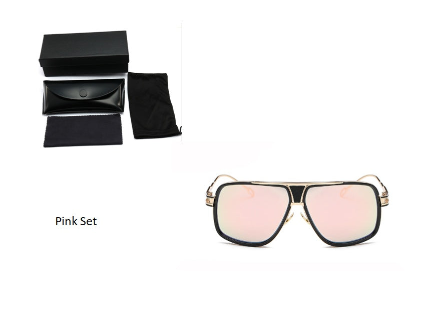 Sunglasses Men Brand Designer Sun Glasses Driving Oculos Men DealSniper.net Gold clear set