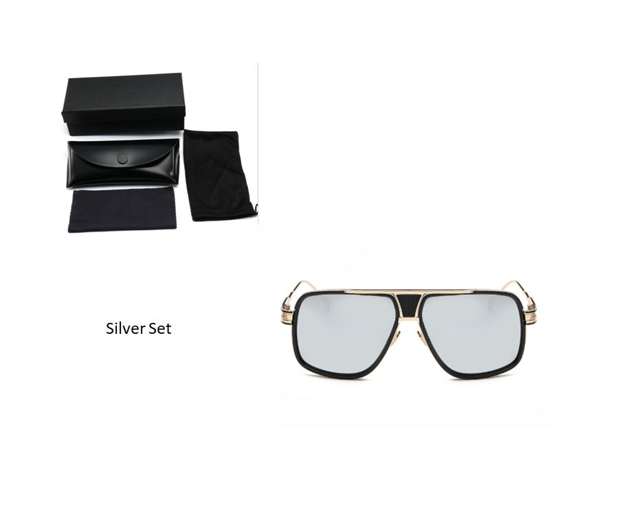 Sunglasses Men Brand Designer Sun Glasses Driving Oculos Men DealSniper.net Silver Set