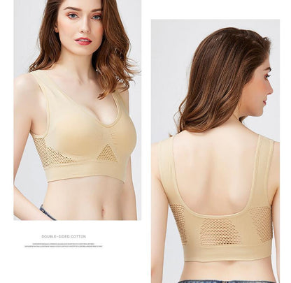 No steel ring hollow vent hole sports bra yoga Women DealSniper.net