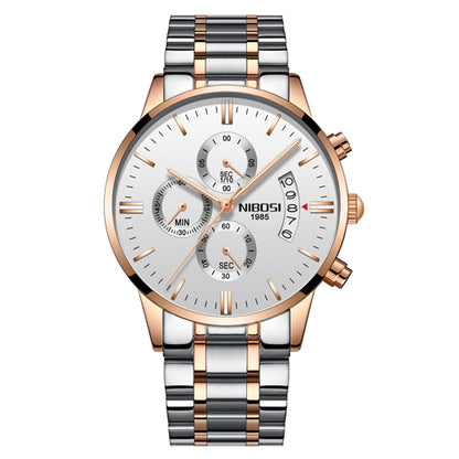 Men Watch Chronograph Sport Mens Watches Top Brand Men DealSniper.net Silver white