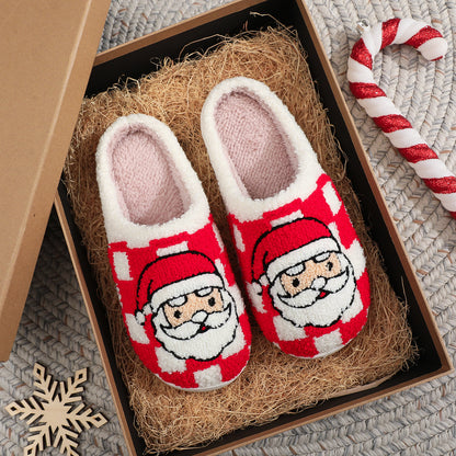 New Christmas Plaid Santa Claus Slippers Winter Indoor Women dealsniper-net