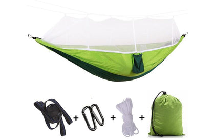 Outdoor Parachute Cloth Hammock Couble with Mosquito Net Light