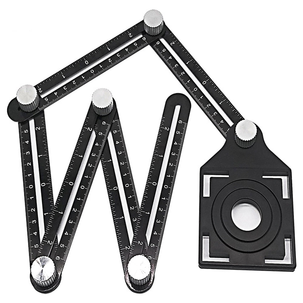 Aluminum Alloy Six-fold Ruler Ceramic Tile Hole Locator Home DealSniper.net Black