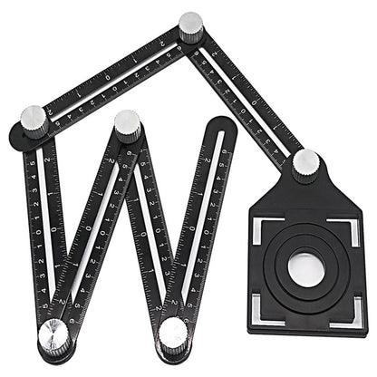 Aluminum Alloy Six-fold Ruler Ceramic Tile Hole Locator Home DealSniper.net Black