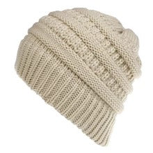 Mixed Color Knitted Wool Hat Ladies Non-labeled Ponytail Hat Women dealsniper-net Beige