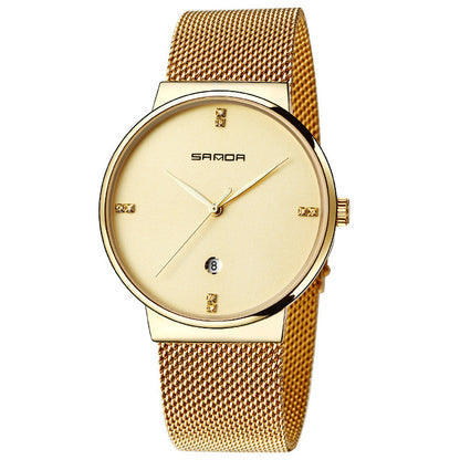 Men's watch mesh belt waterproof quartz watch Men DealSniper.net Gold