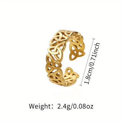 1 Piece Celtic Knot Stainless Steel Open Ring Retro Hollow Woven Band Jewelry Gym From House