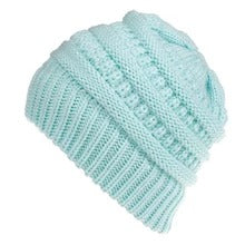 Mixed Color Knitted Wool Hat Ladies Non-labeled Ponytail Hat Women dealsniper-net Blue