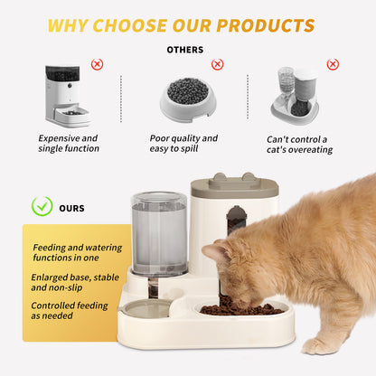 Fully Automatic 2 in 1 Cat Food Dispenser Integrated Water Pets dealsniper-net