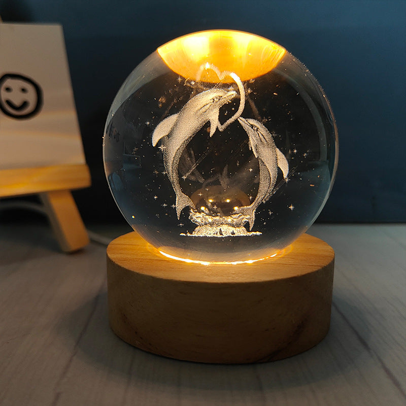 Usb Plug-in Luminous Crystal Ball Night Light Home Decor Gym From House Dolphin Usb Plug In