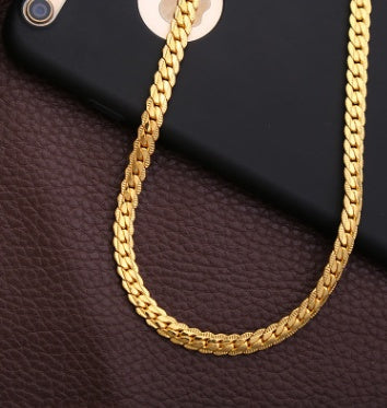 Men Necklace Gold Tone Snake Chain Jewelry Gym From House