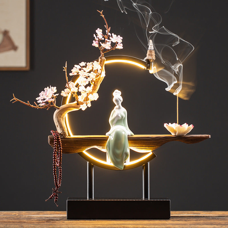 Waterfall Backflow Incense Burner Ladies Incense Stick Holder Home Decor dealsniper-net 10style USB