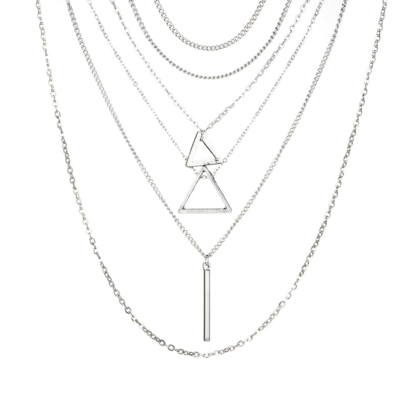 Triangle Bar Pendant Multilayer Women's Necklace Jewelry dealsniper-net