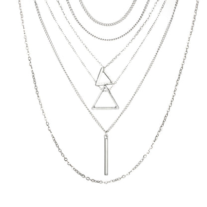 Triangle Bar Pendant Multilayer Women's Necklace Jewelry dealsniper-net