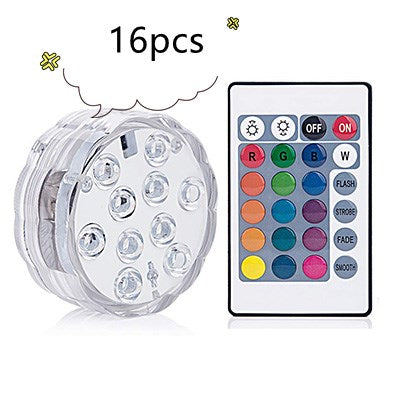 3 LEDs Underwater Light 16 Colors RGB IP68 Waterproof Swimming Pool Home Decor dealsniper-net Q16pcs with controller