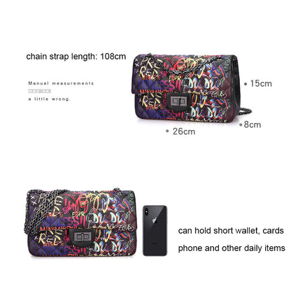 Graffiti alphabet rhombus chain bag Women DealSniper.net