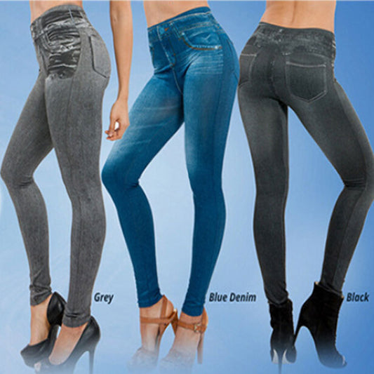 Fake Pocket Corset Denim Leggings Women dealsniper-net