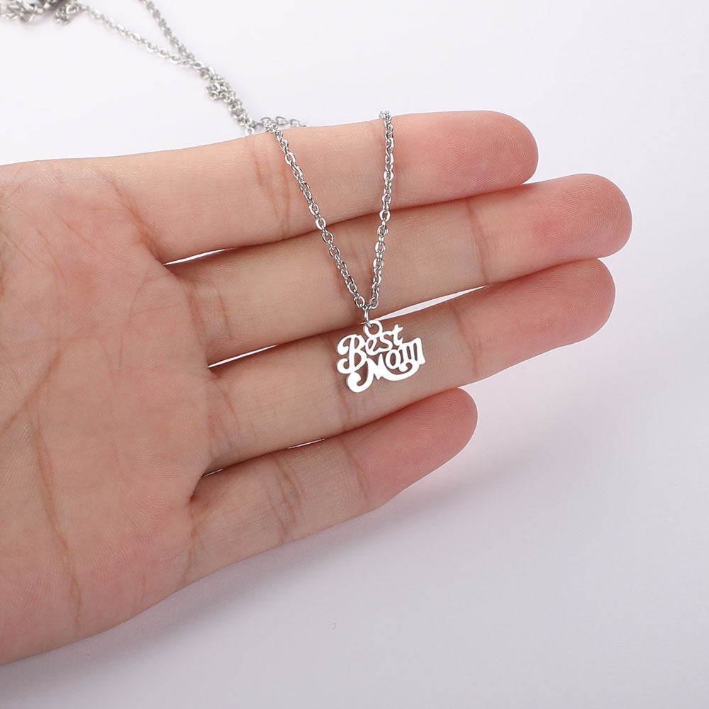 Stainless Steel Best Mom Charm Necklace Family Mother Pendant Jewelry dealsniper-net