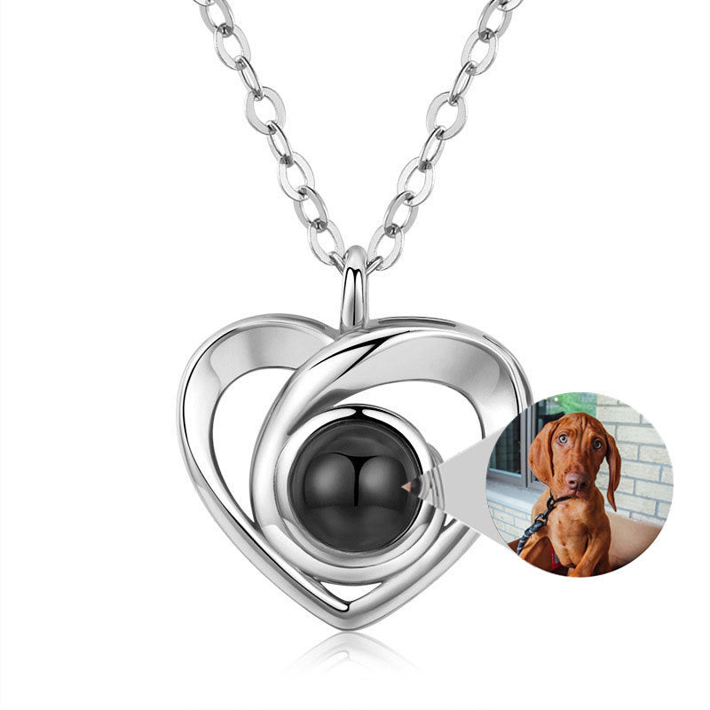 S925 Silver Romantic Photo Projection Necklace Heart