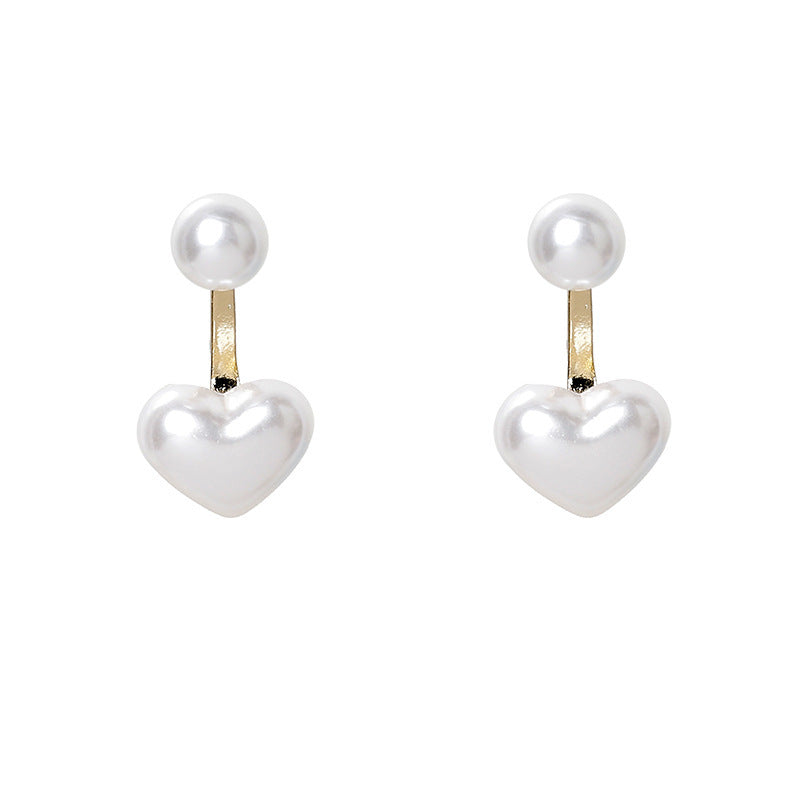 Simple Temperament Love Pearl Stud Earrings Deals DealSniper.net