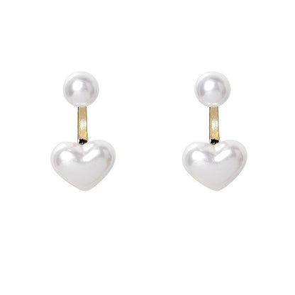 Simple Temperament Love Pearl Stud Earrings Deals DealSniper.net