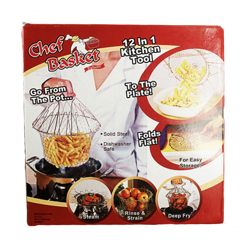 Stainless Steel Deep-fried Kitchen French Fries Tools Drain Kitchen DealSniper.net 304 Fry Basket Boxed