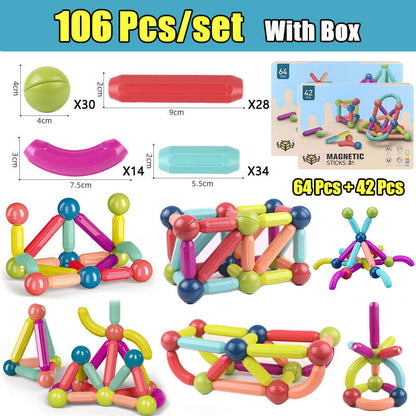 Big Size DIY Magnetic Construction Set Early Learning Constructor Kids DealSniper.net 106PCS