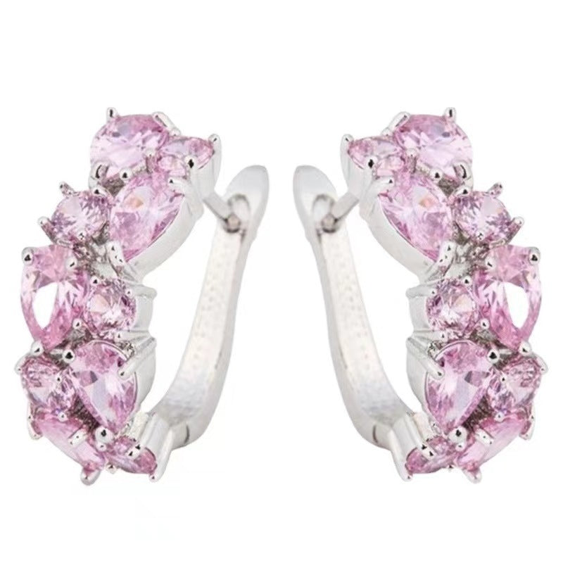 Diamond Crystal Zircon Ear Clip Affordable Earrings Jewelry dealsniper-net Pink