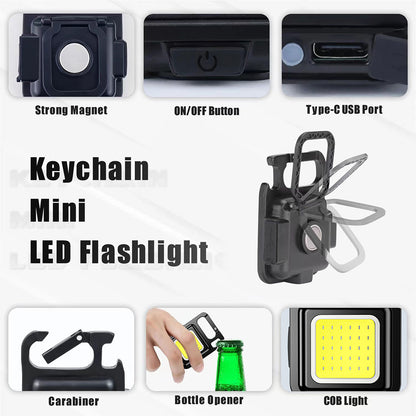 Mini Portable Flashlight Rechargeable Glare COB Keychain Light Outdoor DealSniper.net