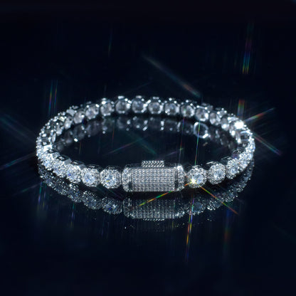 Cross-Border 6mm Ice-Clear Zircon Tennis Chain Men's Hip-Hop Jewelry Gym From House Silver 7inch