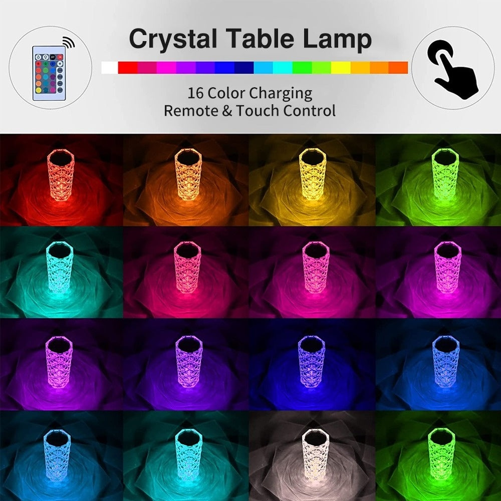 16 Colors LED Crystal Lamp Rose Light Touch Table Lamps Bedr Home Decor dealsniper-net