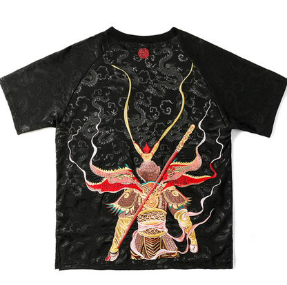 Embroidered Sun Wukong Retro Dragon T-Shirt Men DealSniper.net Black 3XL