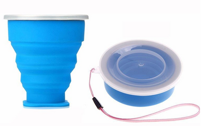 Color Portable Silicone Folding Cup Kitchen DealSniper.net Blue