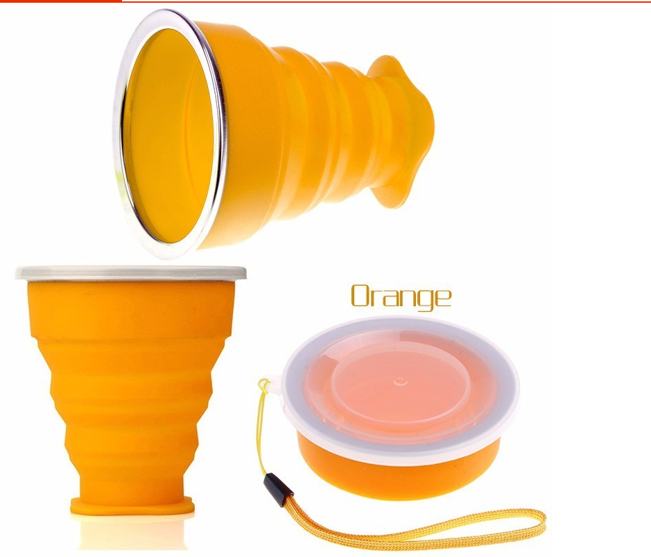 Color Portable Silicone Folding Cup Kitchen DealSniper.net Orange