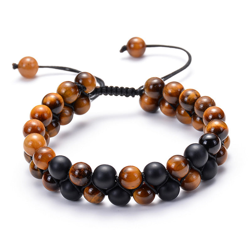 Tiger Eye Couple Bracelets Matte Black Agate Beads Bracelet Jewelry dealsniper-net E