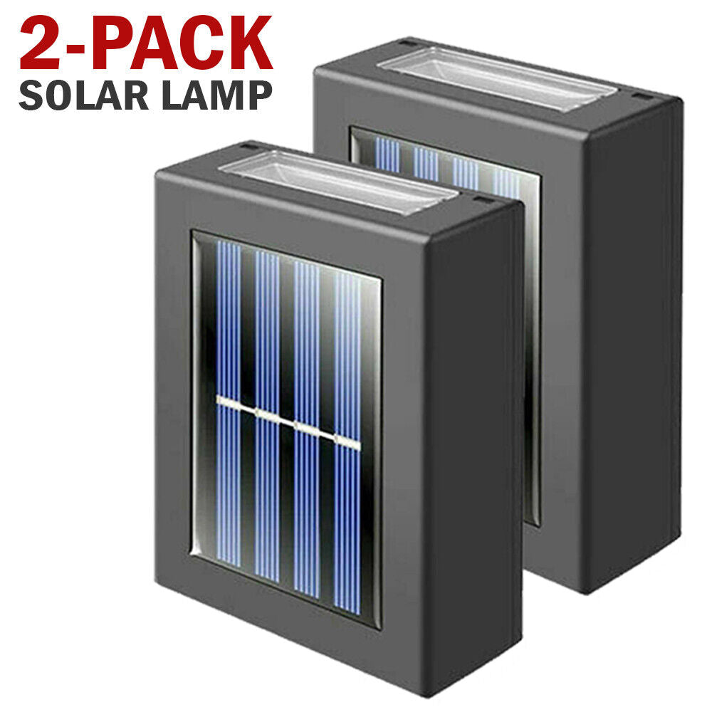 2 Pack New Solar Deck Lights Outdoor Waterproof LED Steps Lamps For Stairs Fence Home dealsniper-net