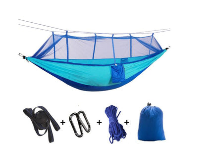 Outdoor Parachute Cloth Hammock Couble with Mosquito Net Light