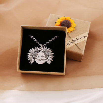 You Are My Sunshine Sunflower Necklace Women Men Women dealsniper-net White with box 1PCS