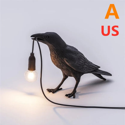 Creative Auspicious Bird Resin Wall Lamp Decoration Home Decor dealsniper-net Black A US