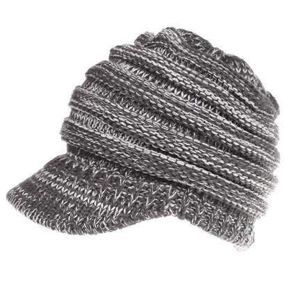 Women Ponytail Beanies Autumn Winter Hats Female Women dealsniper-net Deep GY WT 56x58cm